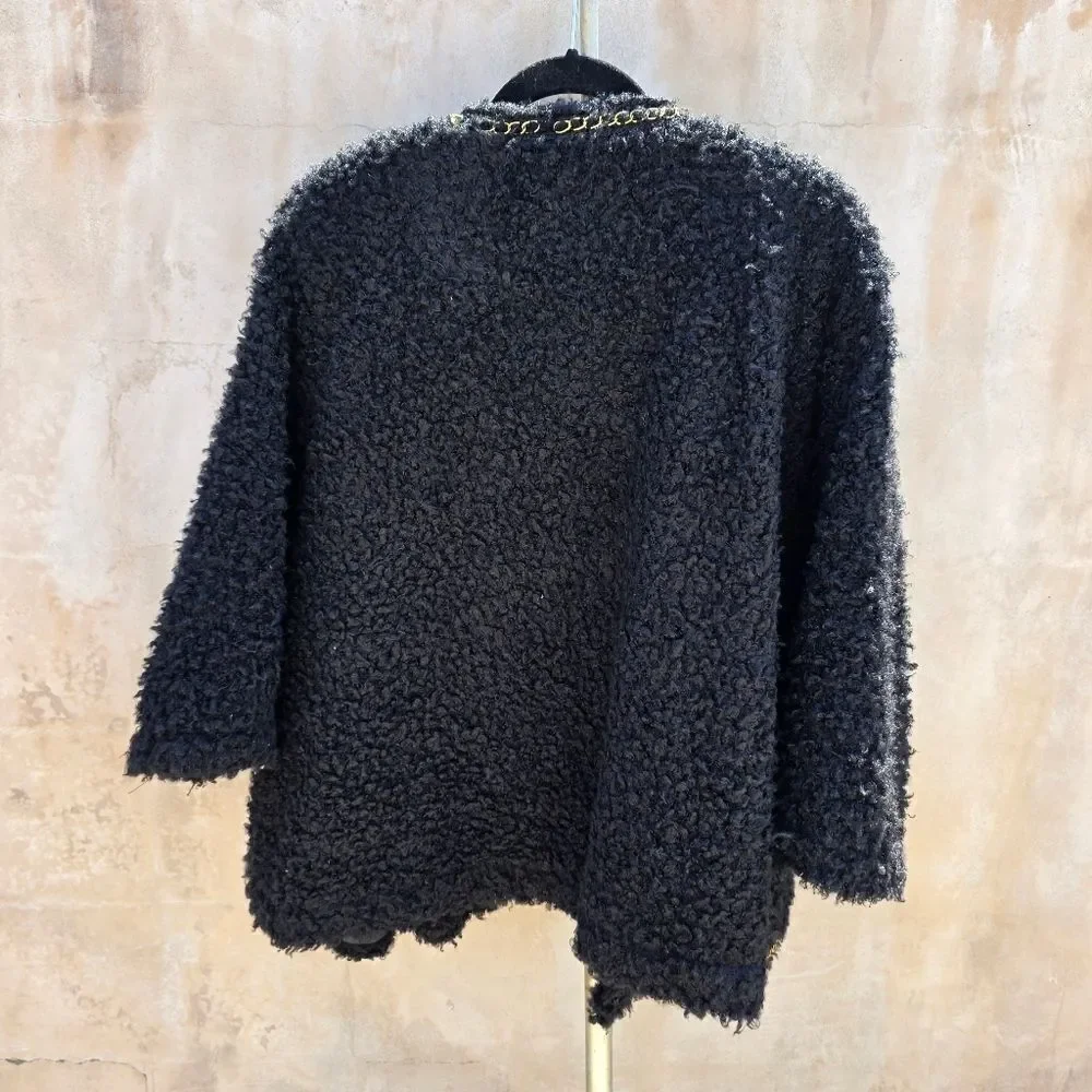 Michael Simon Boucle Jacket With Gold Chain